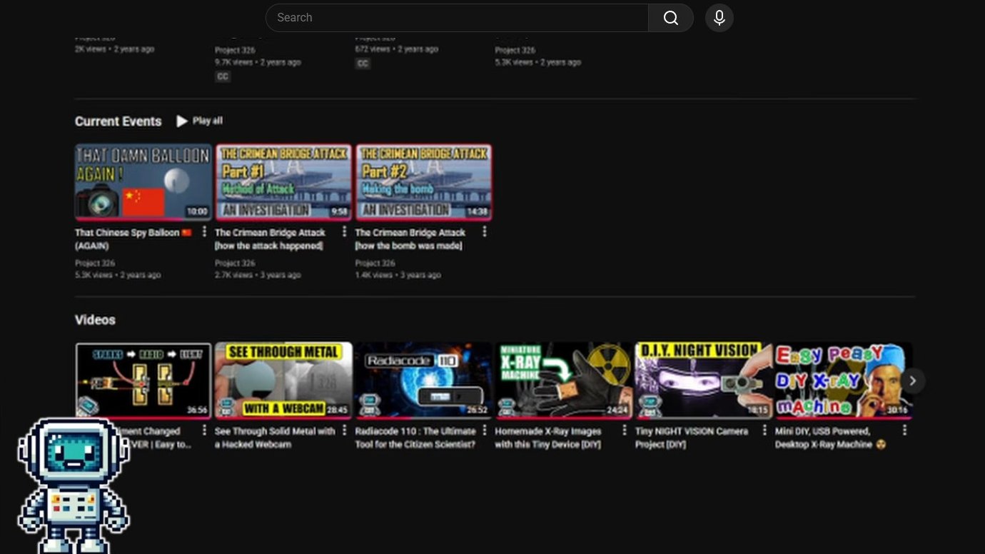 Channel page showing multiple video thumbnails