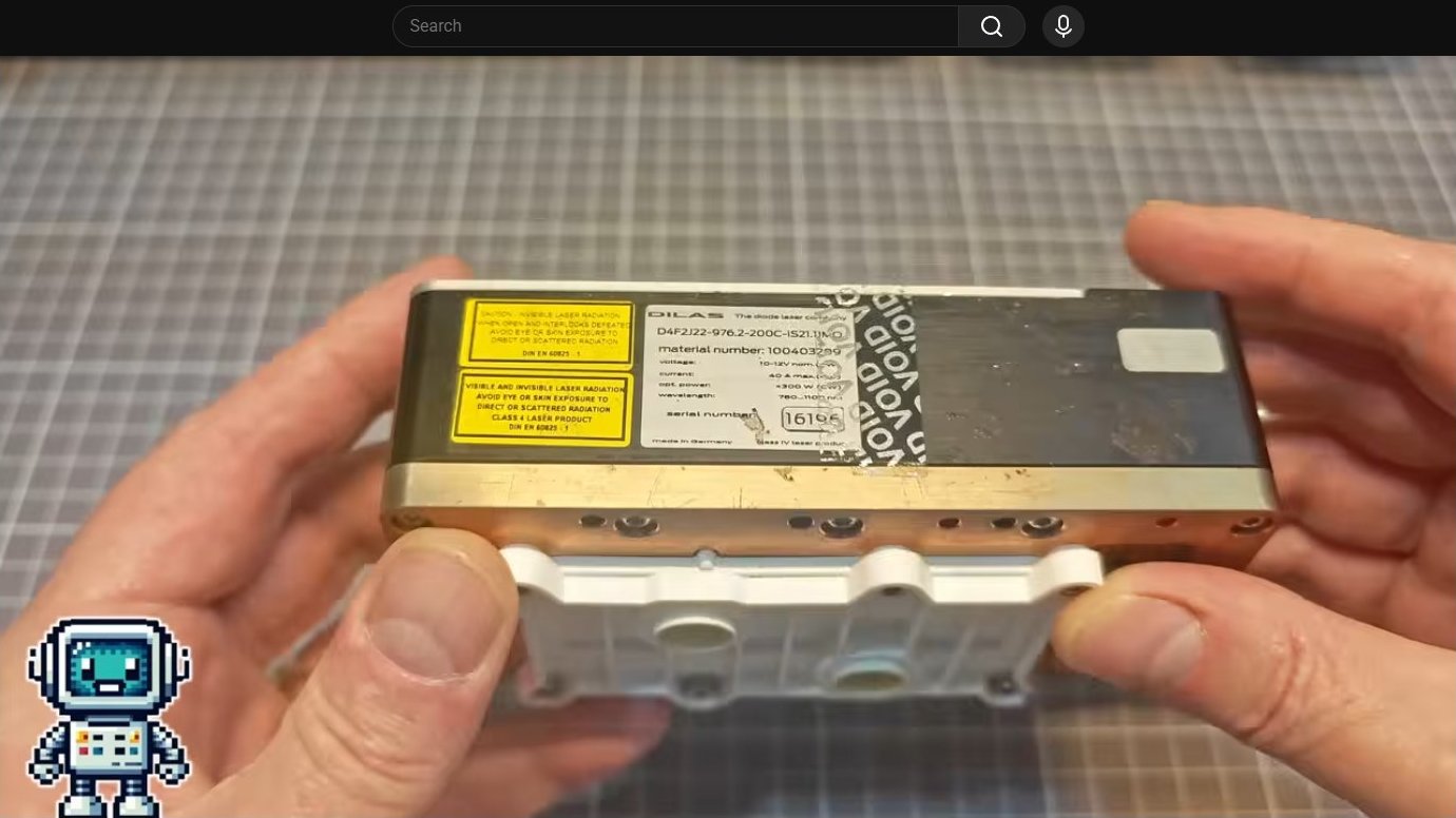 Laser diode with warning labels visible