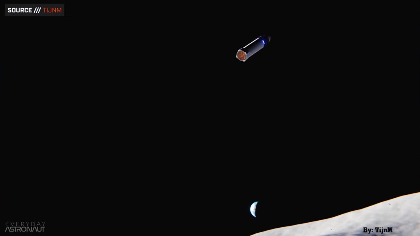 Spacecraft in lunar orbit transitioning between mission phases