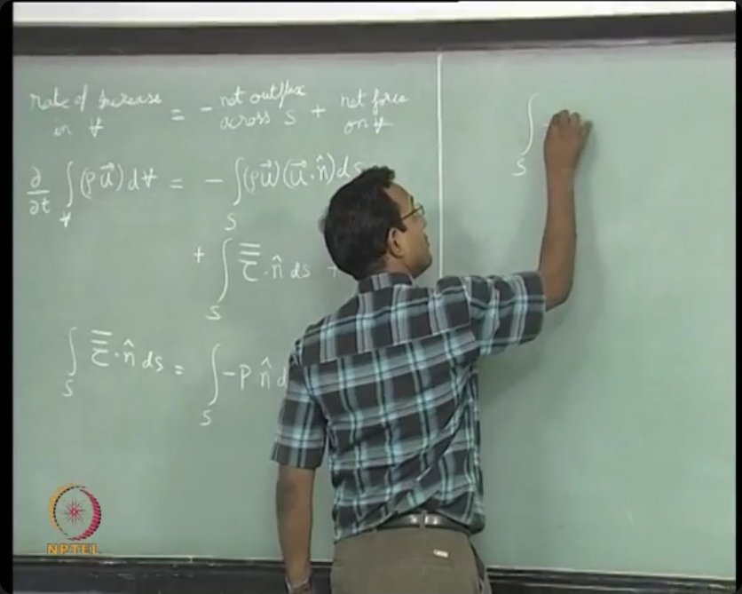 Building the momentum equation on the board: time derivatives, flux terms, and pressure gradients come together with careful algebra.