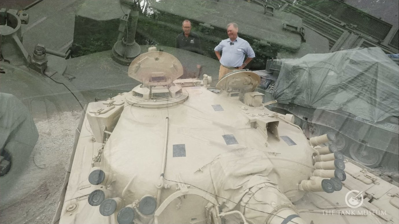 The turret top, showing periscopes, hatches, and the ejection port for spent charge casings. The armor here is necessarily thinner than side or frontal protection, making top-attack weapons especially dangerous.