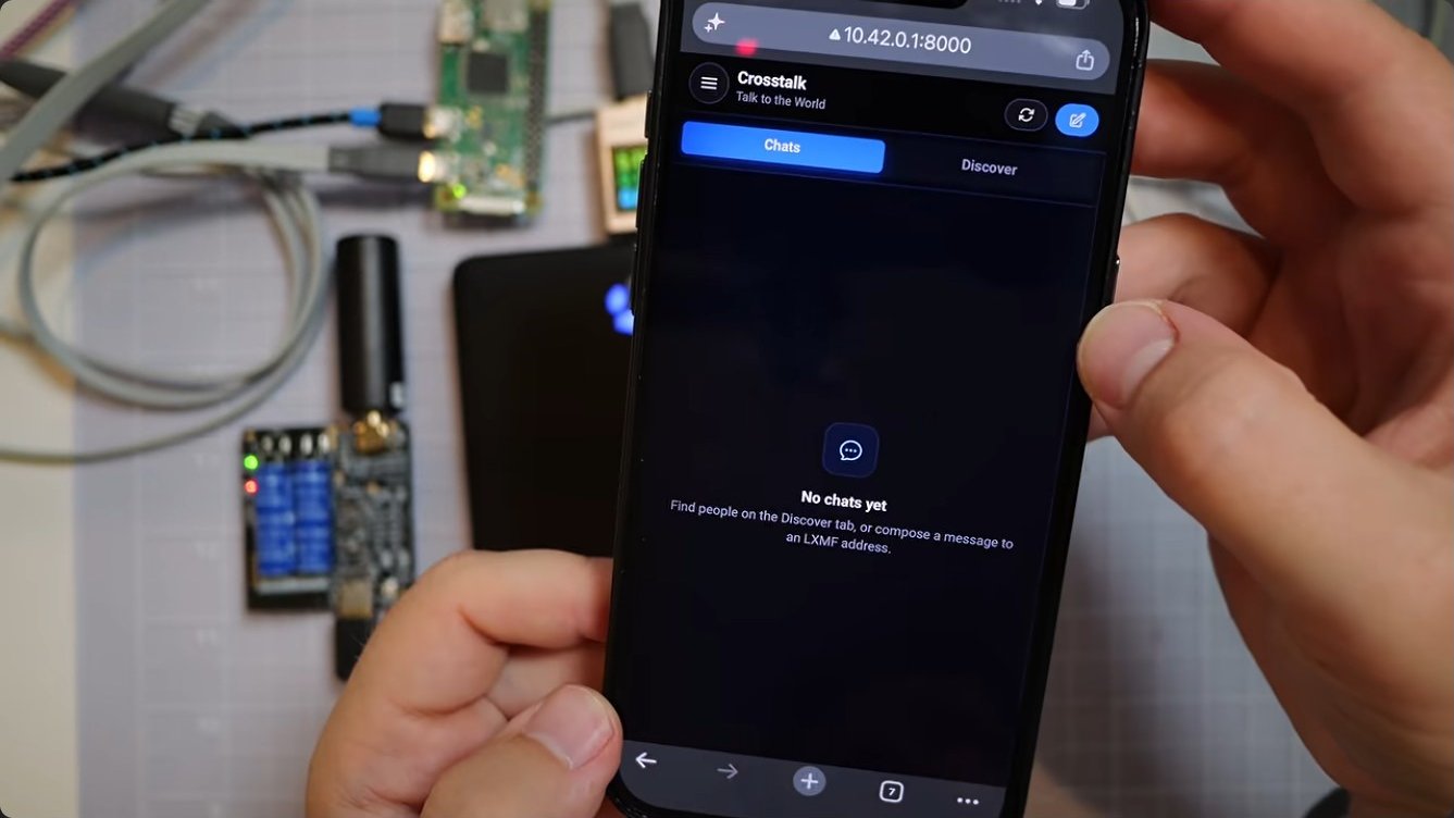 Crosstalk, the MeshChat fork, running as the phone-facing interface.