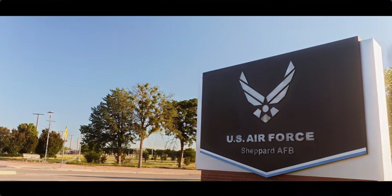 The main gate at Sheppard Air Force Base, home of ENJJPT.